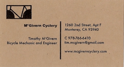 The first McGivern Cyclery business card
